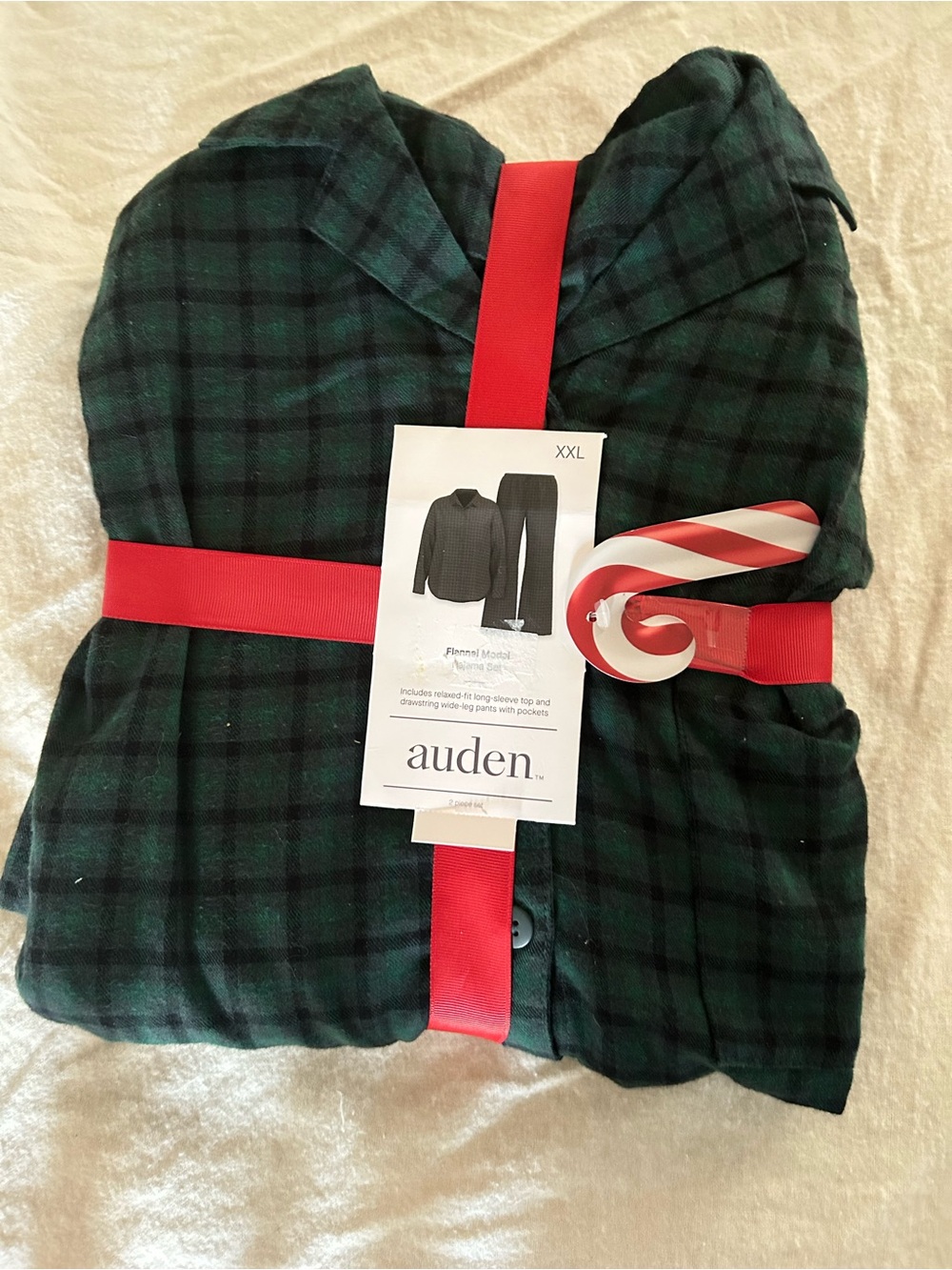 Auden Men Pajama Set Green Plaid Flannel Size XX-Large-New *Smell of Smoke